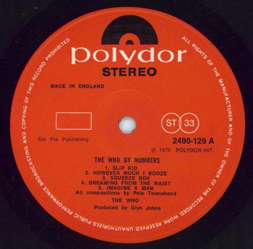 The Who By Numbers UK(英)盤 Stereo LP By Numbers: Vinyl LP - Who UK